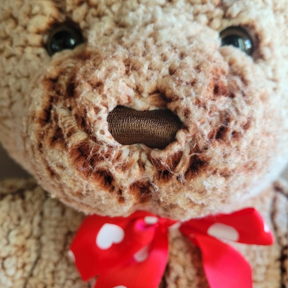 Teddy Bear Stuffed Animal Red Paws,Bow /Brown 18"in Polyester Oversized - Picture 8 of 11
